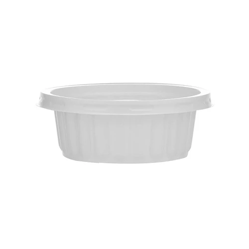 BMP-Disposable Plastic White Round Ribbed Containers with Lid 200ML (1000 Container + 1000 Lids)