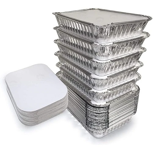 Disposable Rectangular Aluminium Container with Lid 1200 ml (1200CC) 83120 - 400 Pieces