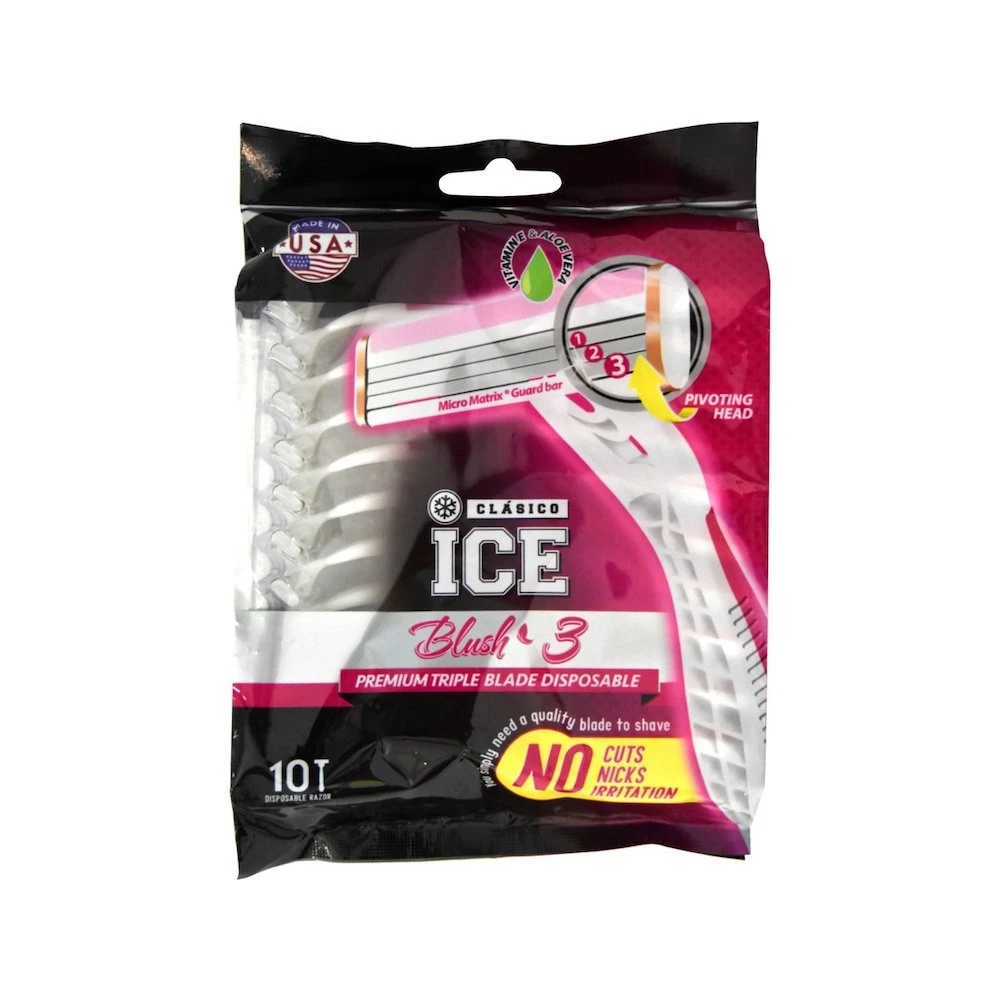 Clasico Ice Blush 3  Premium Triple Blade Razor  10 Pieces