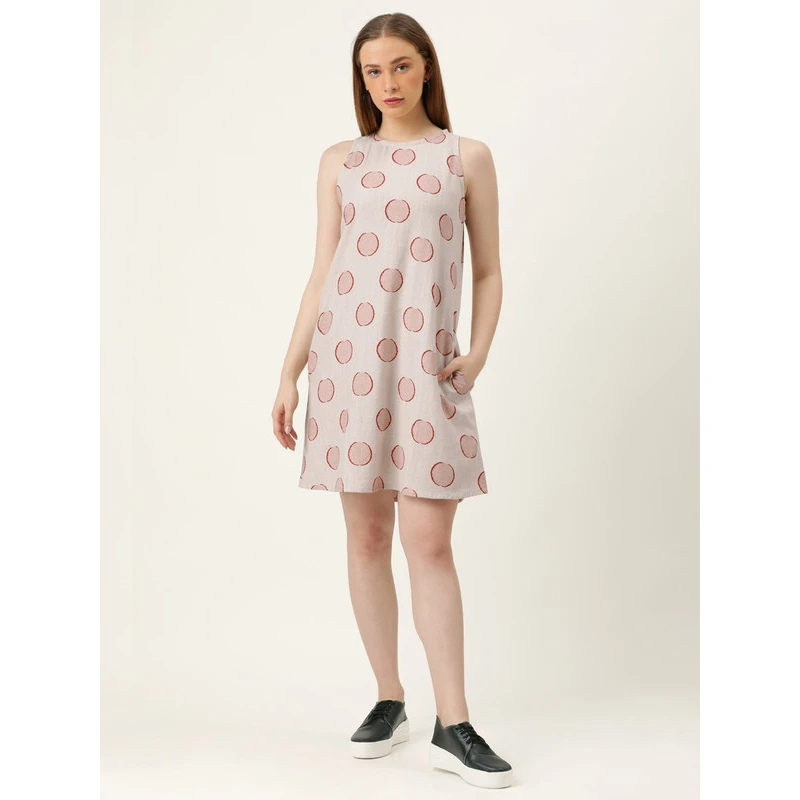 Buy Meraki Women's Linen Rich A Line Printed Dress, Rust Cream - S Online in UAE | Tradeling Buy Meraki Women's Linen Rich A Line Printed Dress, Rust Cream - S Online in UAE | Tradeling