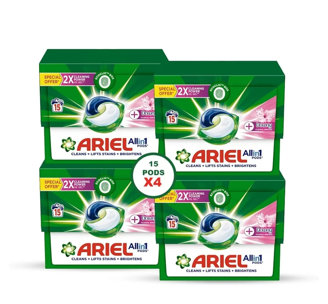 Ariel Floral Breeze All-in-1 Pod Laundry Detergent  4 X 15 Pods