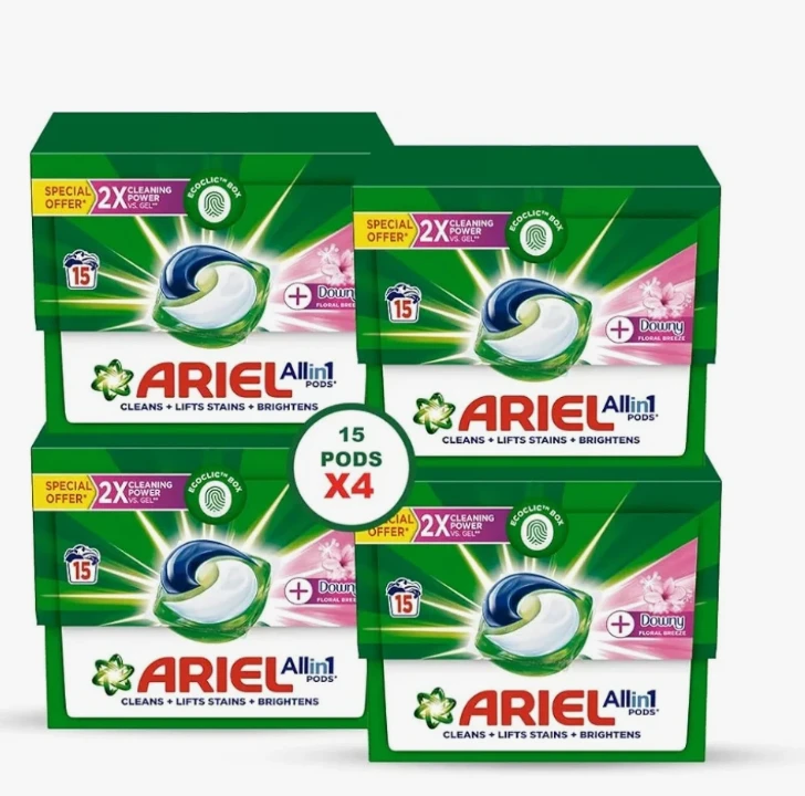 Ariel Detergent All in One Floral Breez Downy 4 X 15 Pods