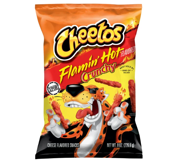 Cheetos Crunchy Flaming Hot Cheese Flavored Snack, Made with Real Cheese, 8 OZ (227g) x 10