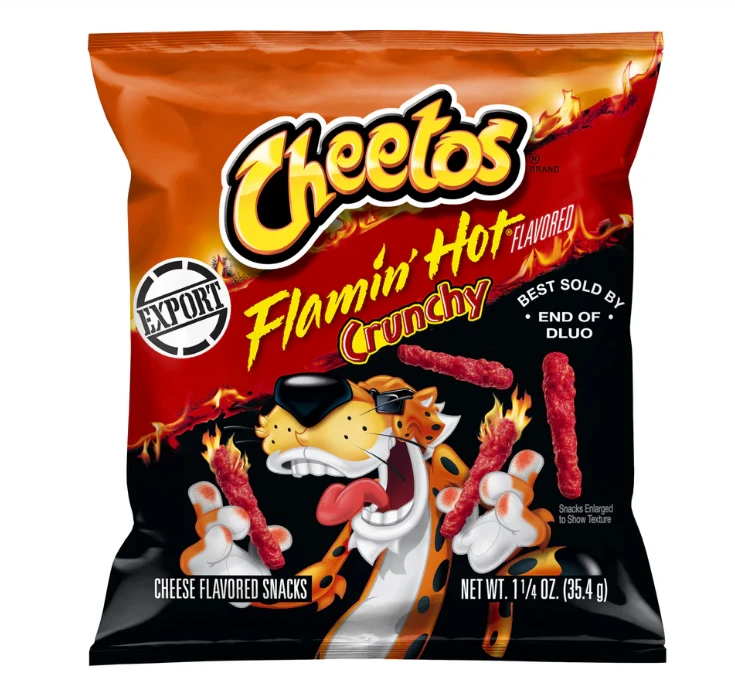 Cheetos Crunchy Flaming Hot Cheese Flavored Snack, Made with Real Cheese, 1.25 OZ (35g) x 24
