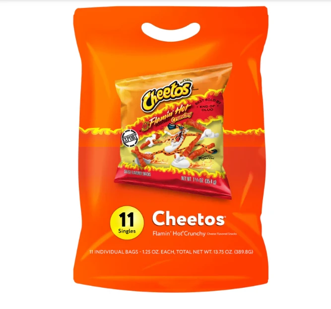 Cheetos Crunchy Flaming Hot Cheese Flavored Snack, Made with Real Cheese, 11 singles x 13.75 OZ (390g)