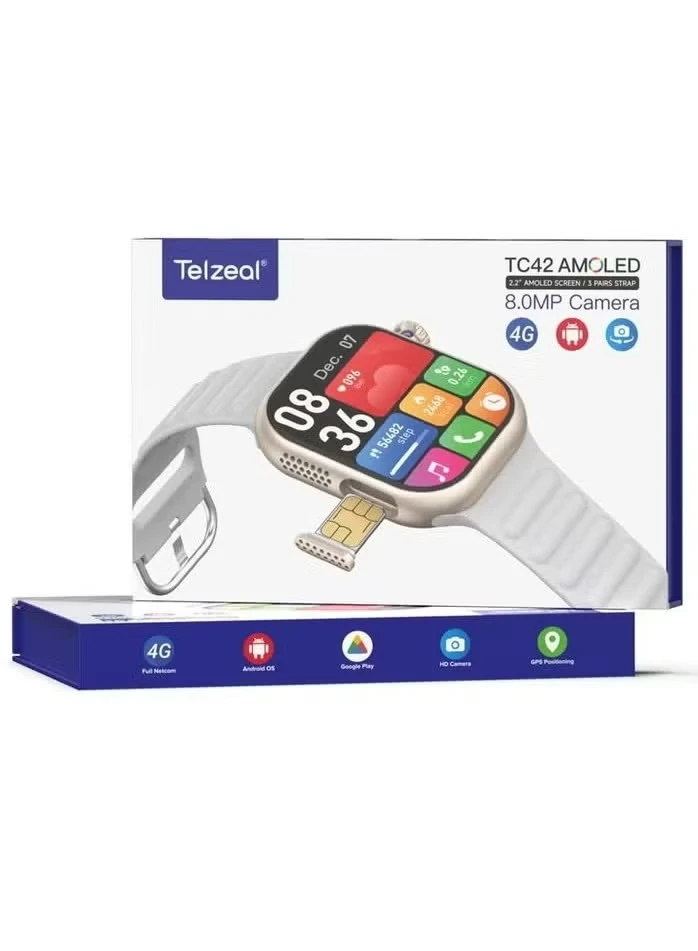Buy Telzeal TC42 AMOLED 4G Smartwatch with 8MP Camera, SIM Slot