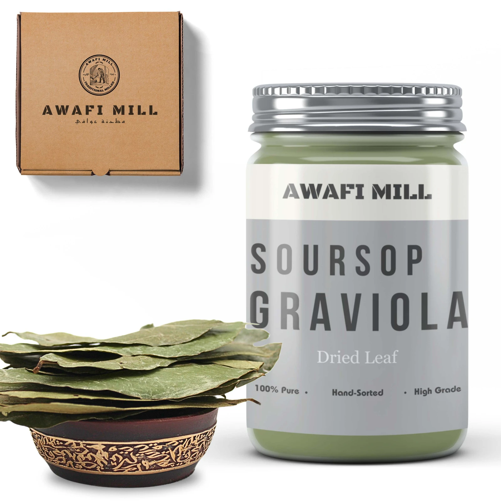 Awafi Mill Premium Dried Soursop Graviola Leaf - Exotic and Therapeutic for Wellness and Relaxation 25 Leaves