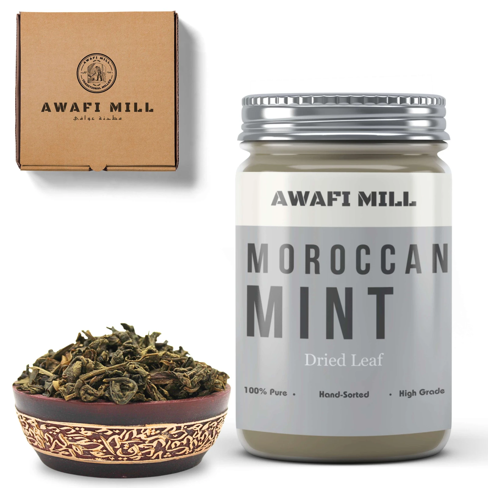 Awafi Mill Premium Dried Moroccan Mint Leaf - Fragrant and Refreshing for Culinary Excellence 50 gram / 1.7 Oz