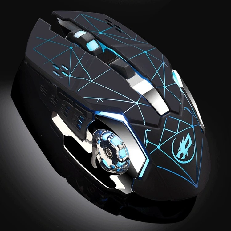 Wireless Gaming Mouse - Rechargeable, Glowing, Black - WARWOLF Q8