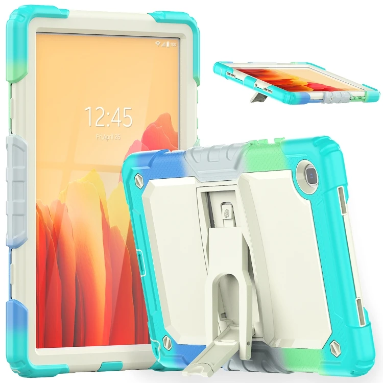 Shockproof Silicone Tablet Case with Holder & Strap for Samsung Galaxy Tab A7 2020 - Camouflage Light Blue Camouflage Light Blue