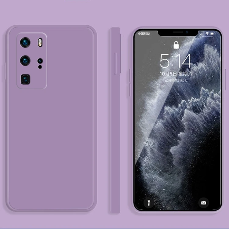 Huawei P40 Protective Case - Solid Color Liquid Silicone, Full Coverage, Purple P40 Pro,Purple