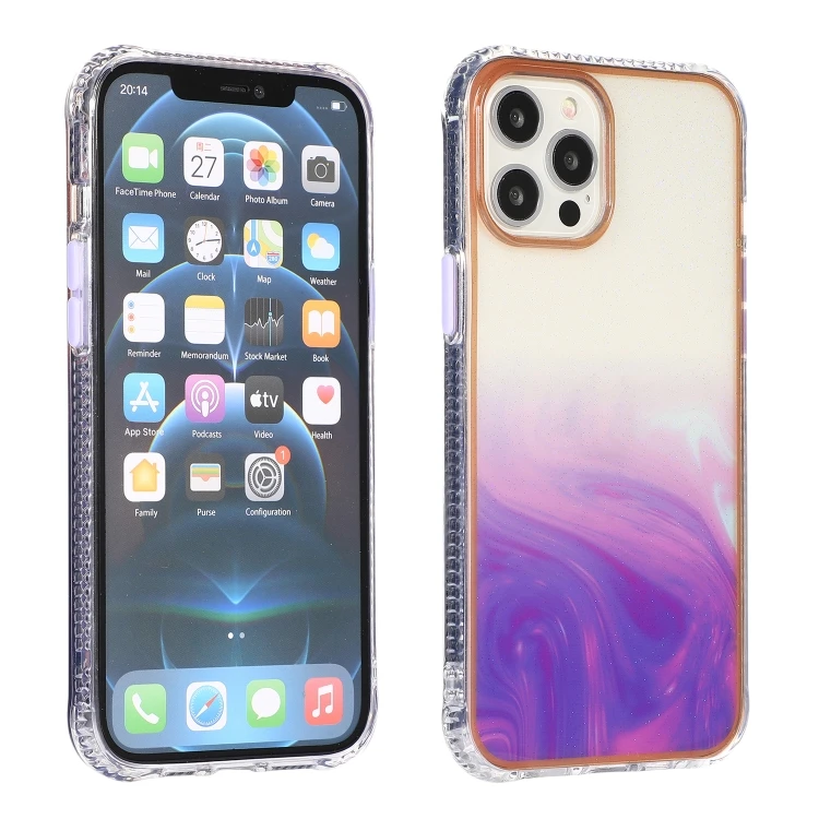 حافظة حماية TPU لهاتف iPhone 11 - نمط رخام البحر النجمي، بنفسجي متلألئ