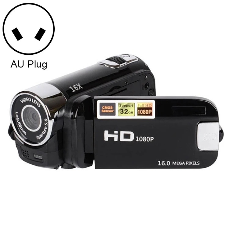 16MP HD Digital Zoom DV Camera - 16X Zoom, AU Plug, Black - SUNSKY