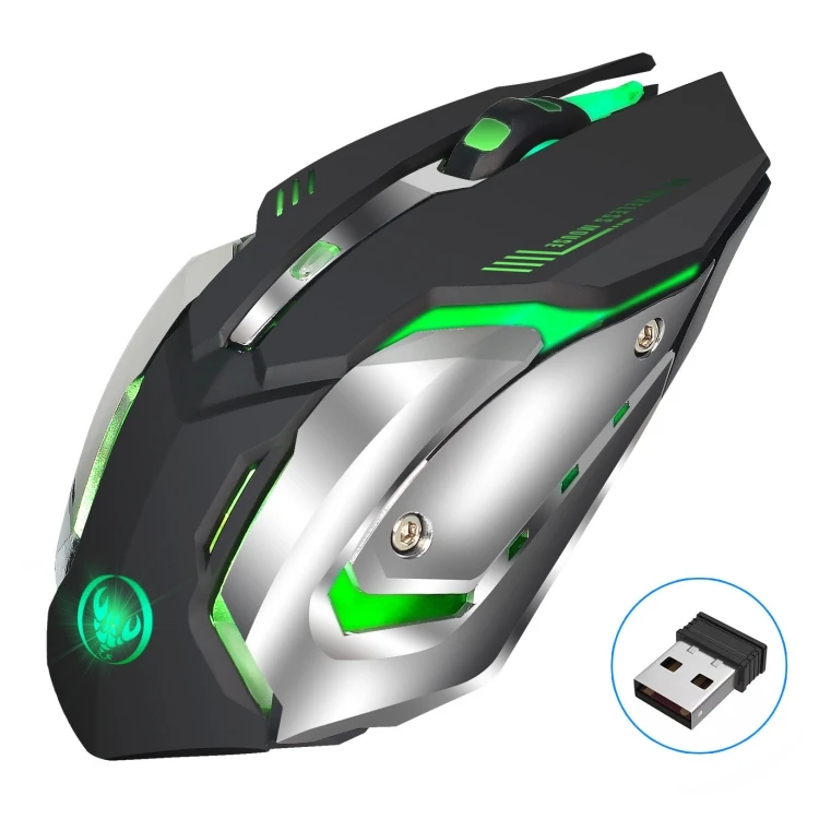 Wireless Gaming Mouse - 2400DPI, Ergonomic, USB Rechargeable, Colorful Lighting - HXSJ M10