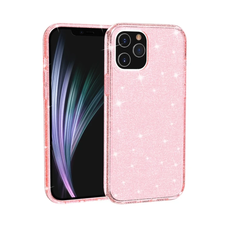 iPhone 12 Pro Max Case - Shockproof Glitter Powder Protective Cover Pink
