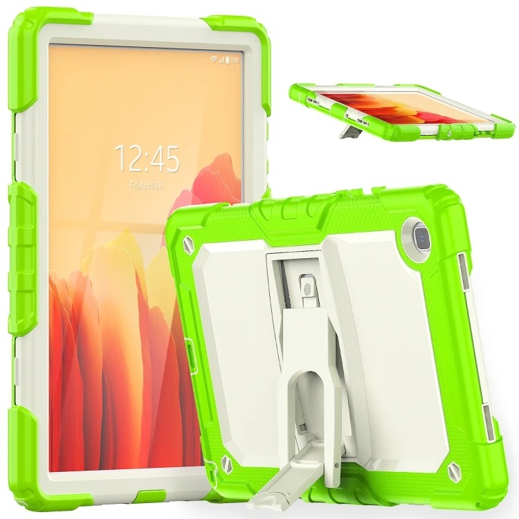 Shockproof Silicone Tablet Case with Holder & Strap for Samsung Galaxy Tab A7 2020 - Yellow Green Yellow Green