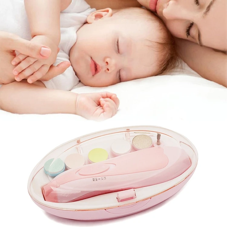 Baby Nail Clipper Set - 6 in 1 Electric Trimmer & Manicure Tool Kit - Pink