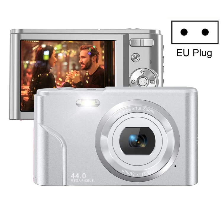 SUNSKY DC302 2.88 inch 44MP 16X Zoom 2.7K Full HD Digital Camera Children Card Camera, EU Plug Silver