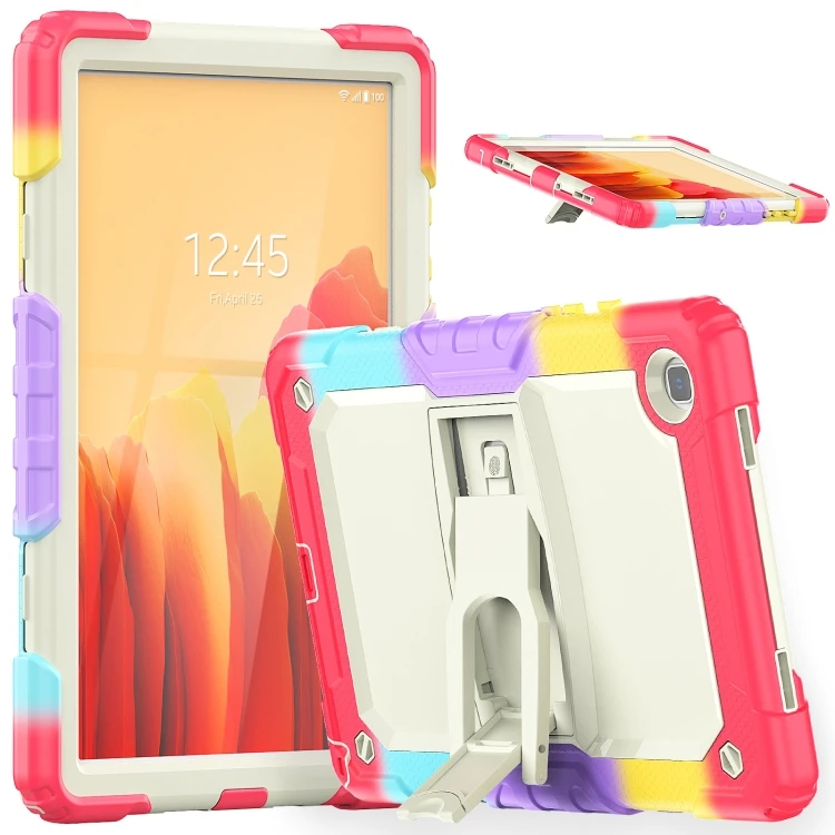 Shockproof Silicone Tablet Case with Holder & Strap for Samsung Galaxy Tab A7 2020 - Camouflage Red Camouflage Red
