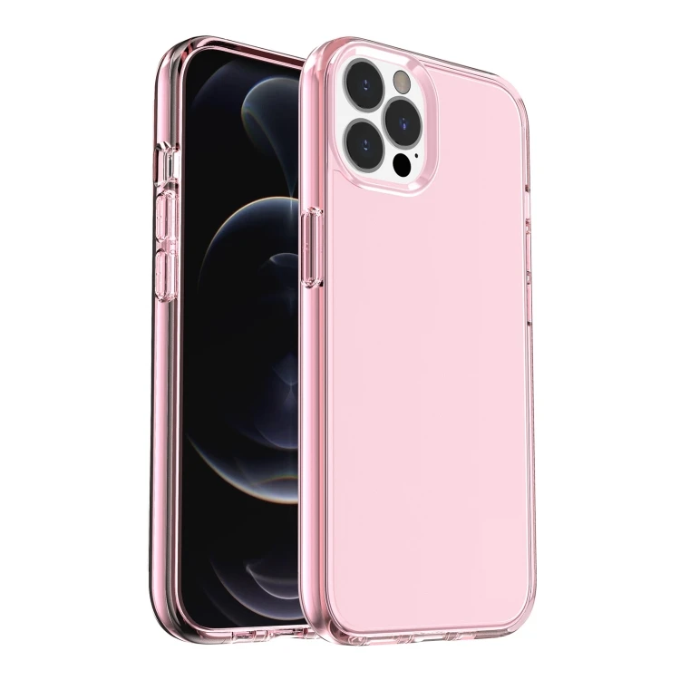 iPhone 13 Pro Max Case - Shockproof Transparent Pink Protective Cover