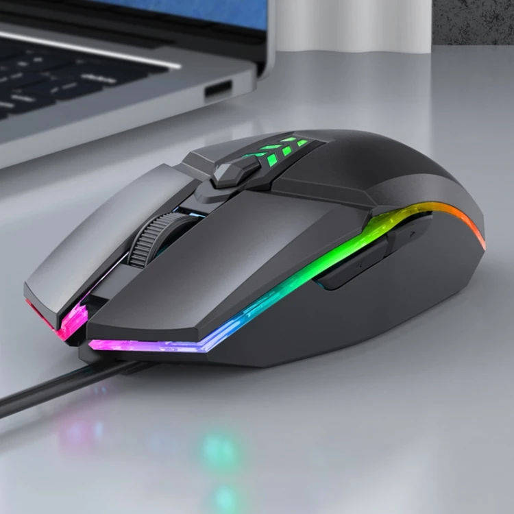 USB Wired Gaming Mouse - Colorful LED Lights, Ergonomic Design, Black