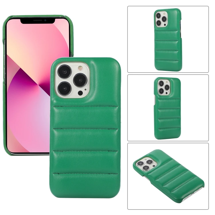 iPhone 11 Pro Max Case - Thick Down Jacket Soft PU, Dark Green
