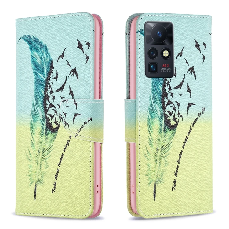 Infinix Zero X / X Pro Leather Phone Case - Drawing Pattern Design Feather