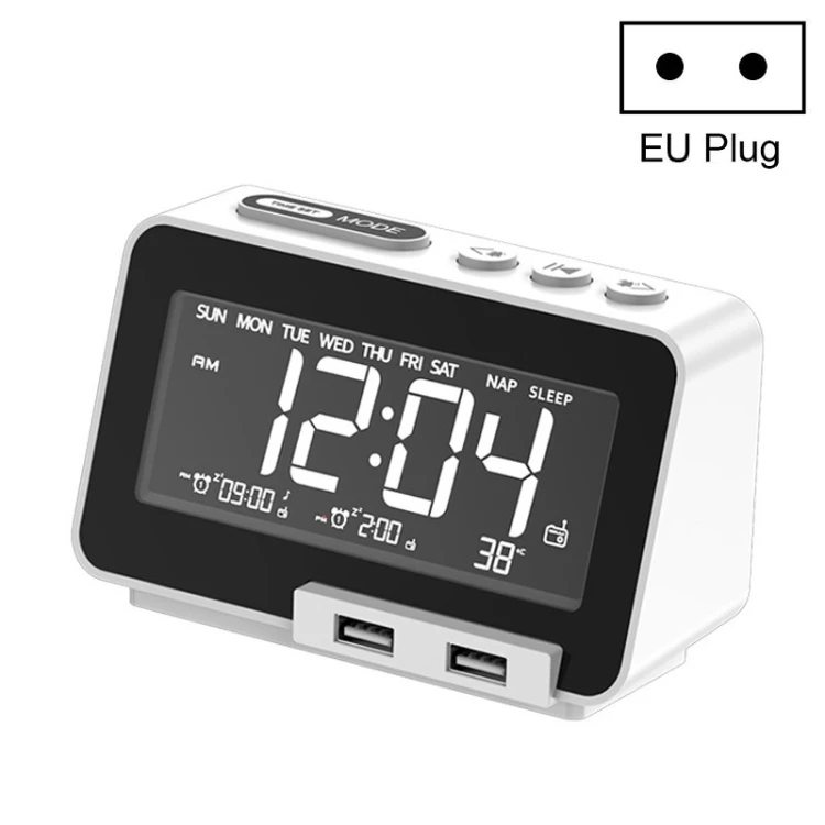 Wireless Bluetooth Speaker Alarm Clock - SUNSKY EU Plug, White White