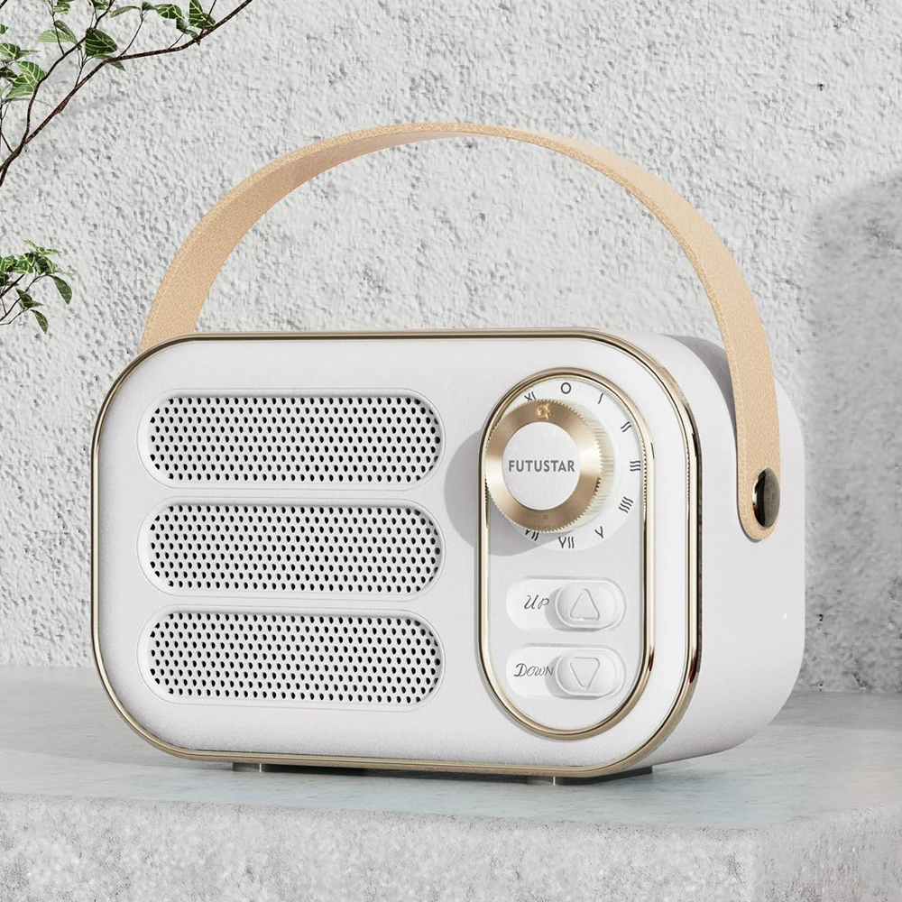 Vintage Bluetooth-Compatible Speaker Portable Small Wireless Smart Speakers White White