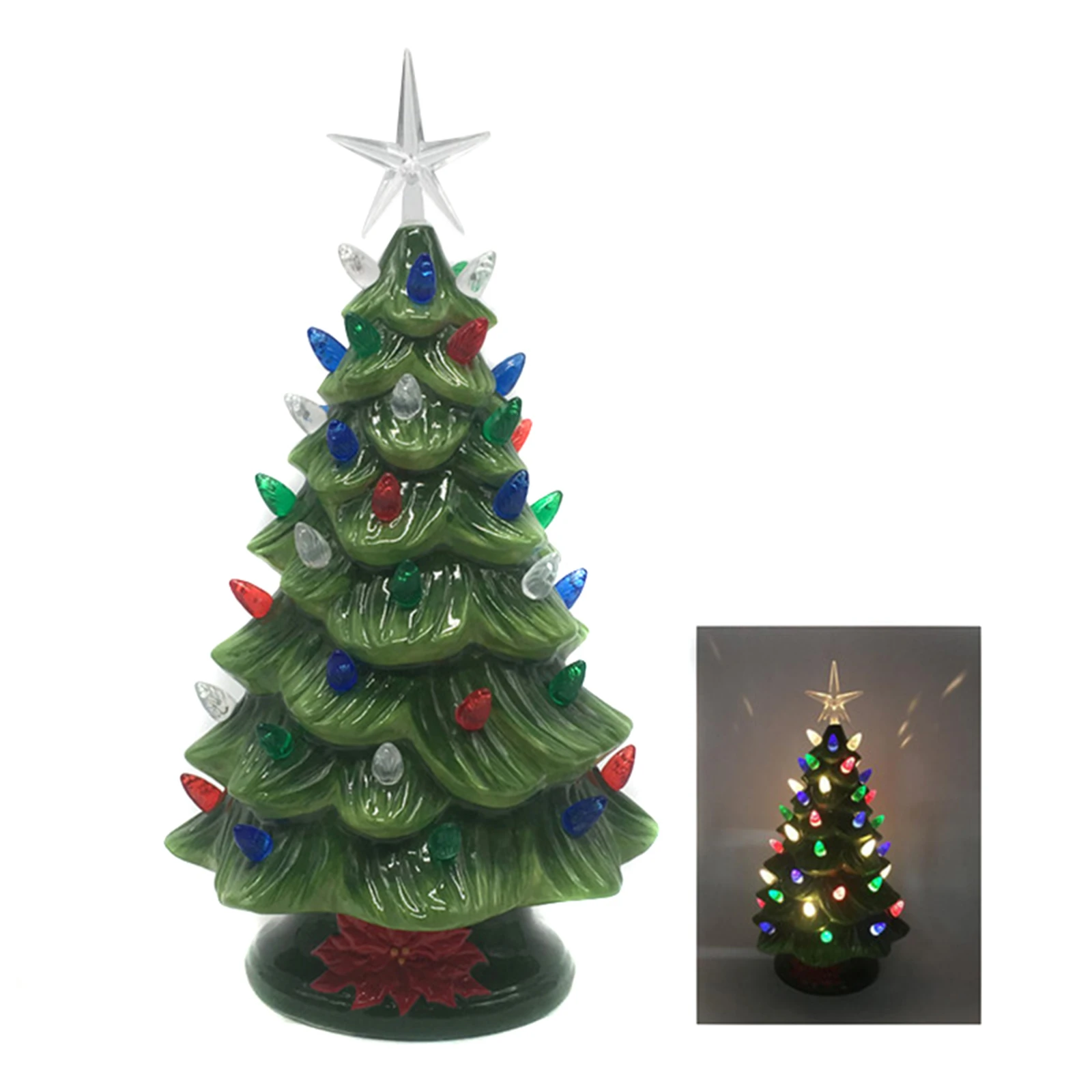 Ceramic Christmas Tree Ornament - Colorful Luminous Cake Decoration M