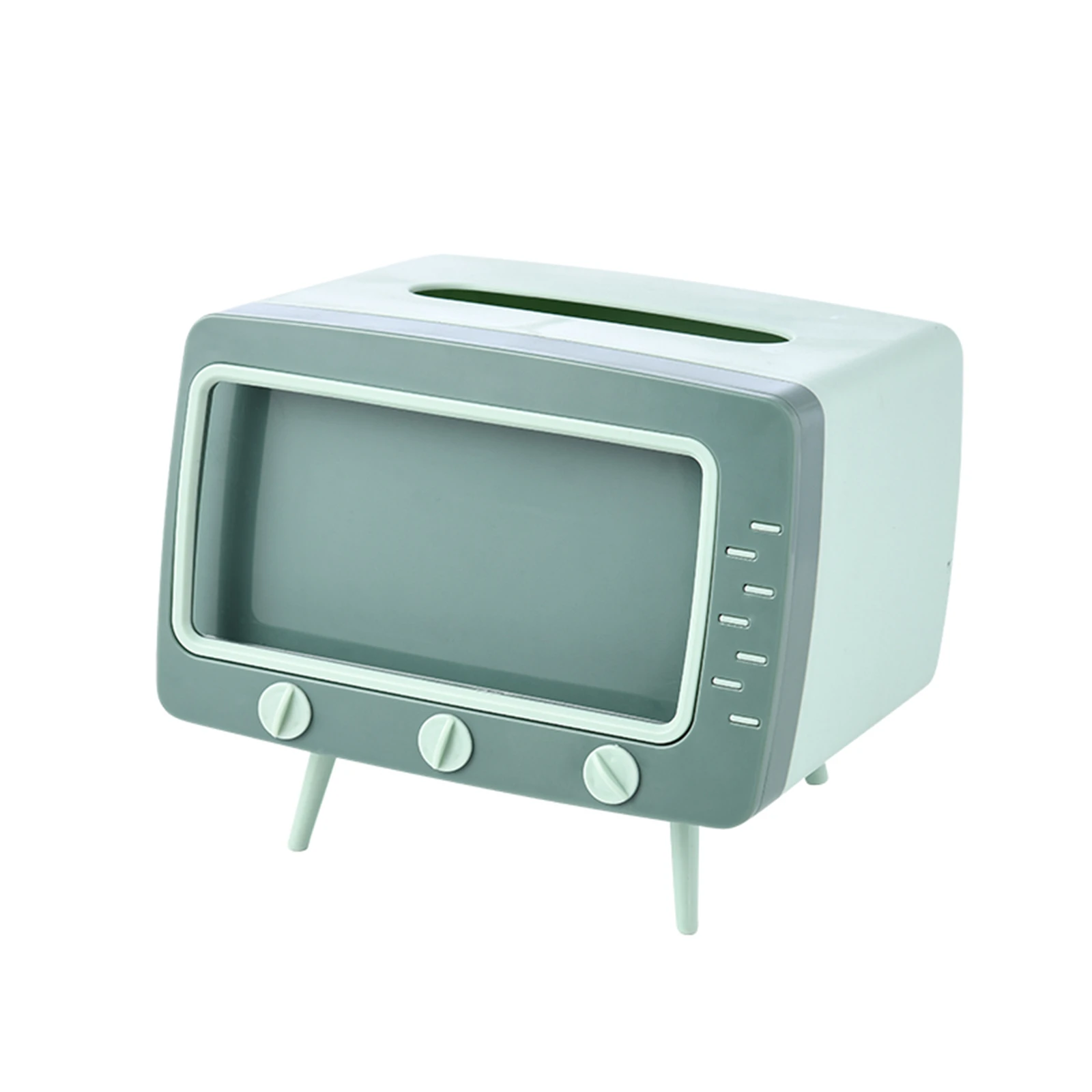 Facial Tissue Box Holder With Phone Mount Cute Versatile Tissue Box Cover For Home Office Green