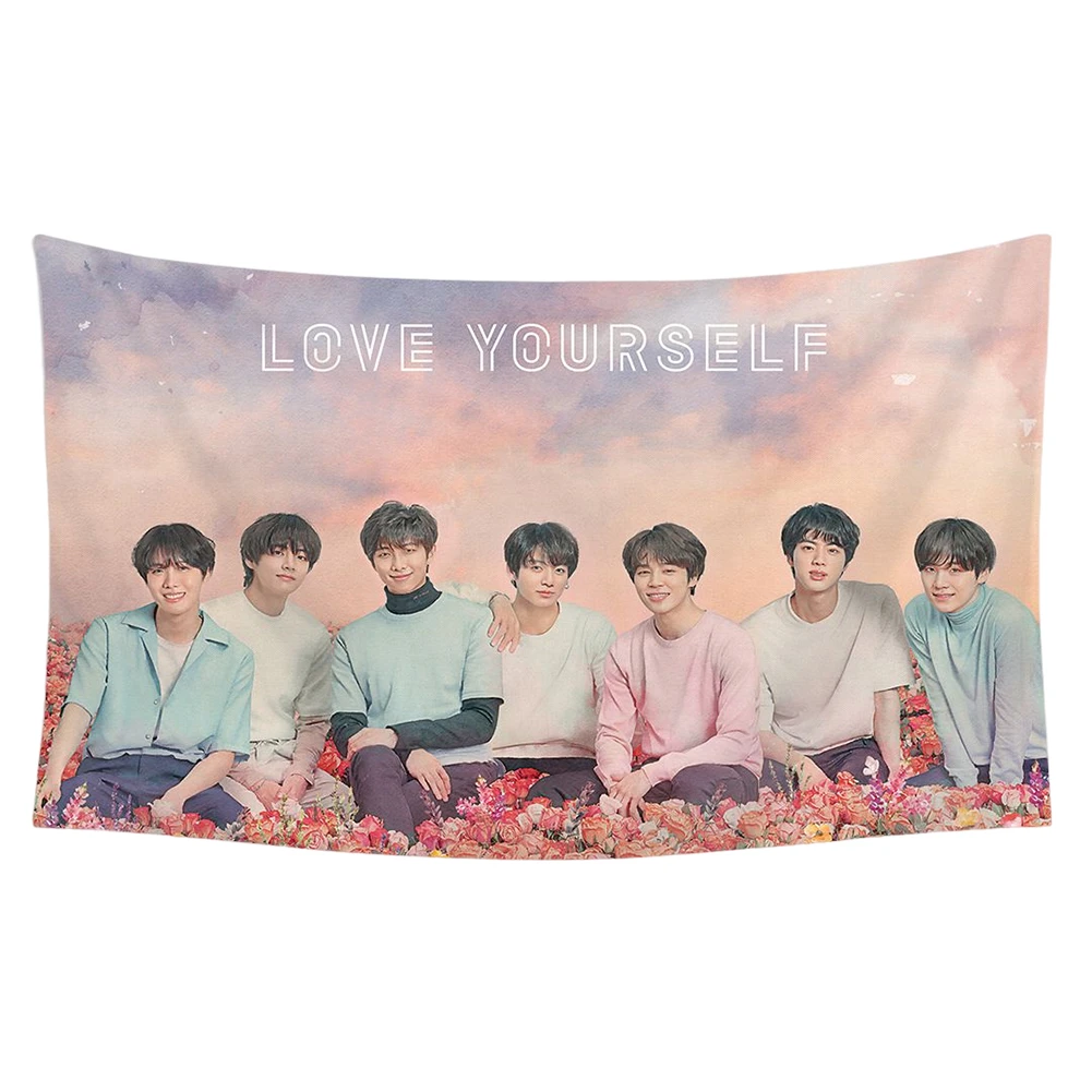 BTS KPOP Poster Tapestry - 100x70cm Polyester Wall Hanging Decor 100*70,Polyester,B GT20201029-2