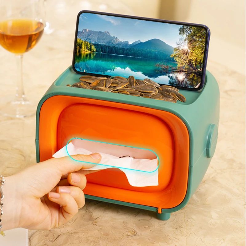 Multifunctional Tissue Box Tissue Box Stylish Tissue Box Holder Rectangular Retro Facial Tissue Box Orange