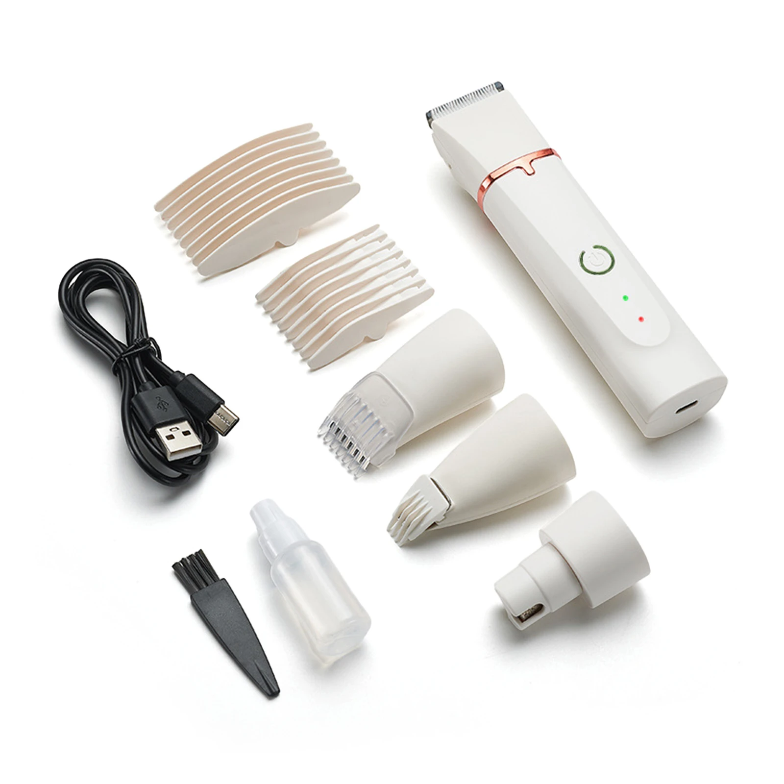 4-in-1 Pet Hair Trimmer Nail Grinder Paw Shaver Low Noise Durable Pet Trimmer For Small Medium Large Pet White