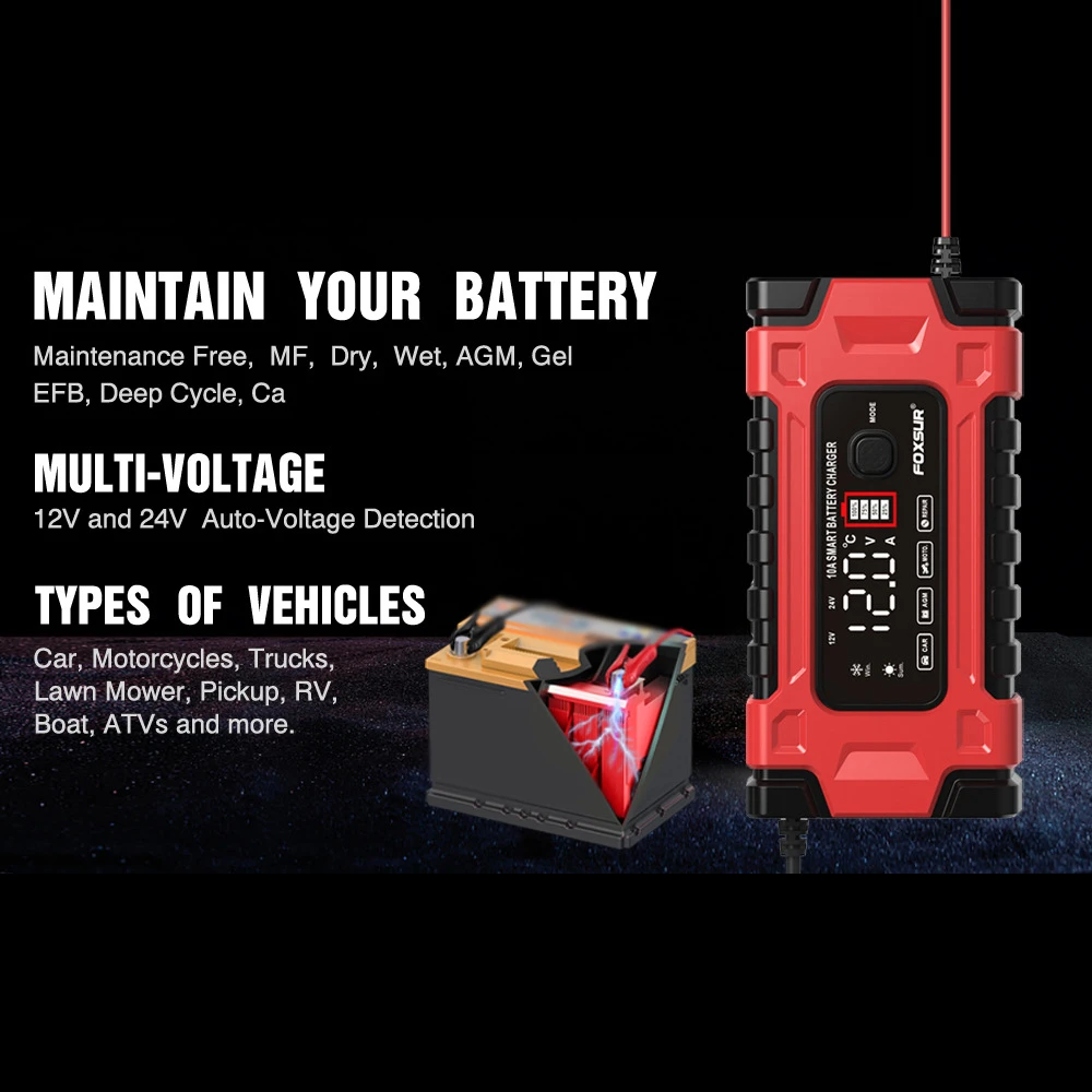 Car Battery Charger 12V 6A Pulse Repair LCD Display Smart Fast Charge AGM Deep Cycle GEL Lead-Acid Charger For Auto Motorcycle From Car Rear View Cameras& Parking Sensors - Price 61.97 - View #10