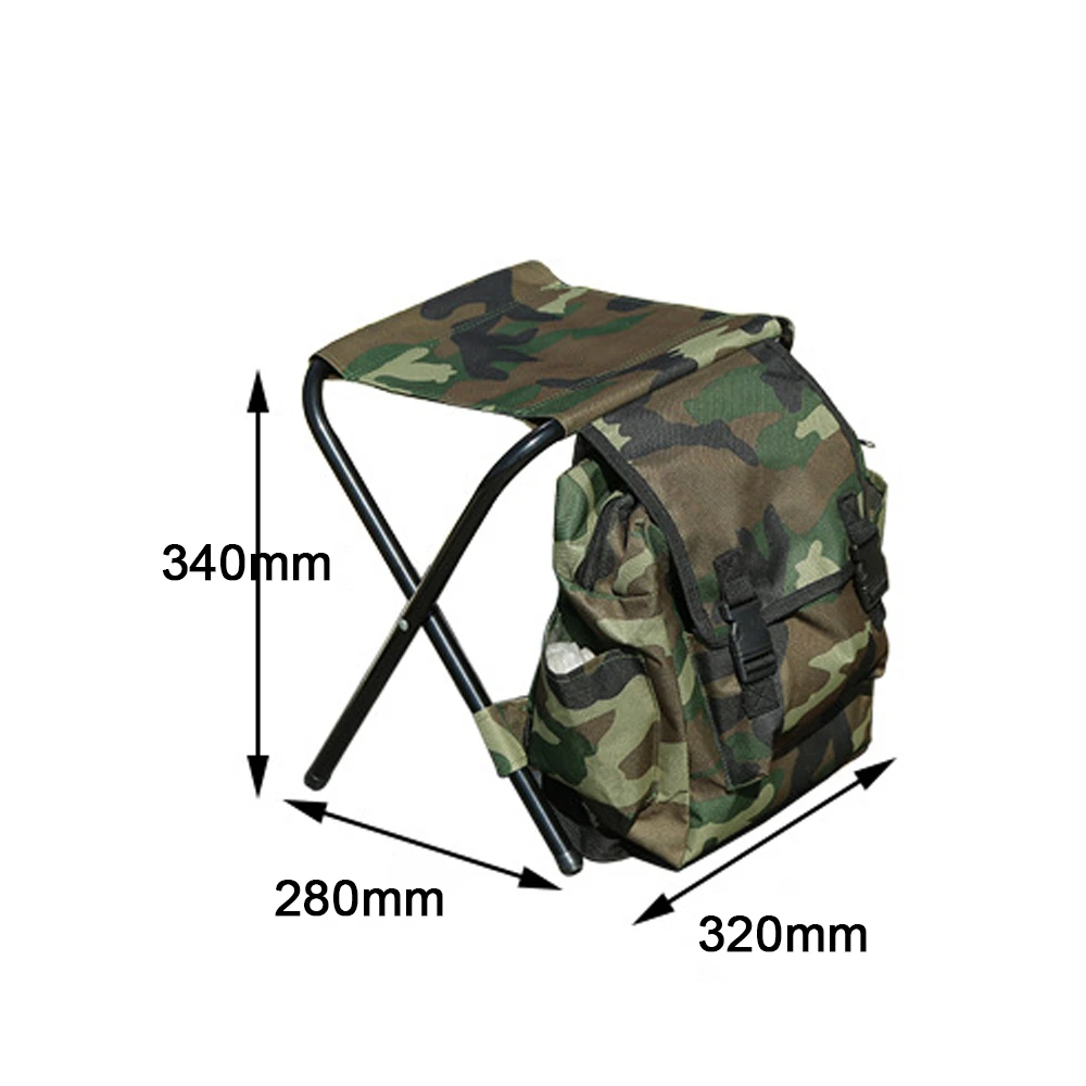 Portable Folding Camping Chair - 2 in 1 Backpack Stool, Collapsible, Large Capacity, 12.6x11.0x13.4in