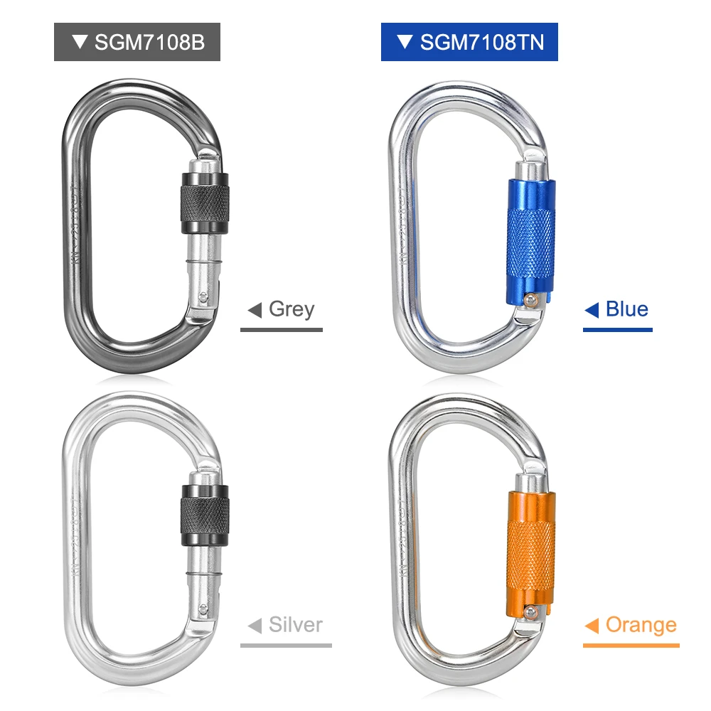 25KN Srew Locking Gate Carabiner Heavy Duty D Shape Buckle Pack D-ring Carabiner Climbing Rappelling Canyoning Hammock Locking Clip Grey