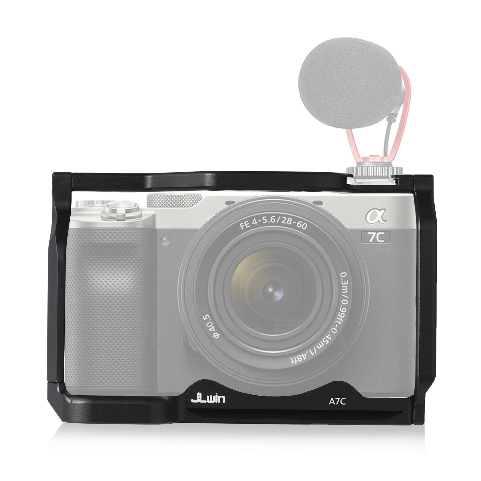 Camera Cage for Sony Alpha 7C - Aluminum Alloy, Quick Release, Cold Shoe Mount, 1/4in & 3/8in Threads