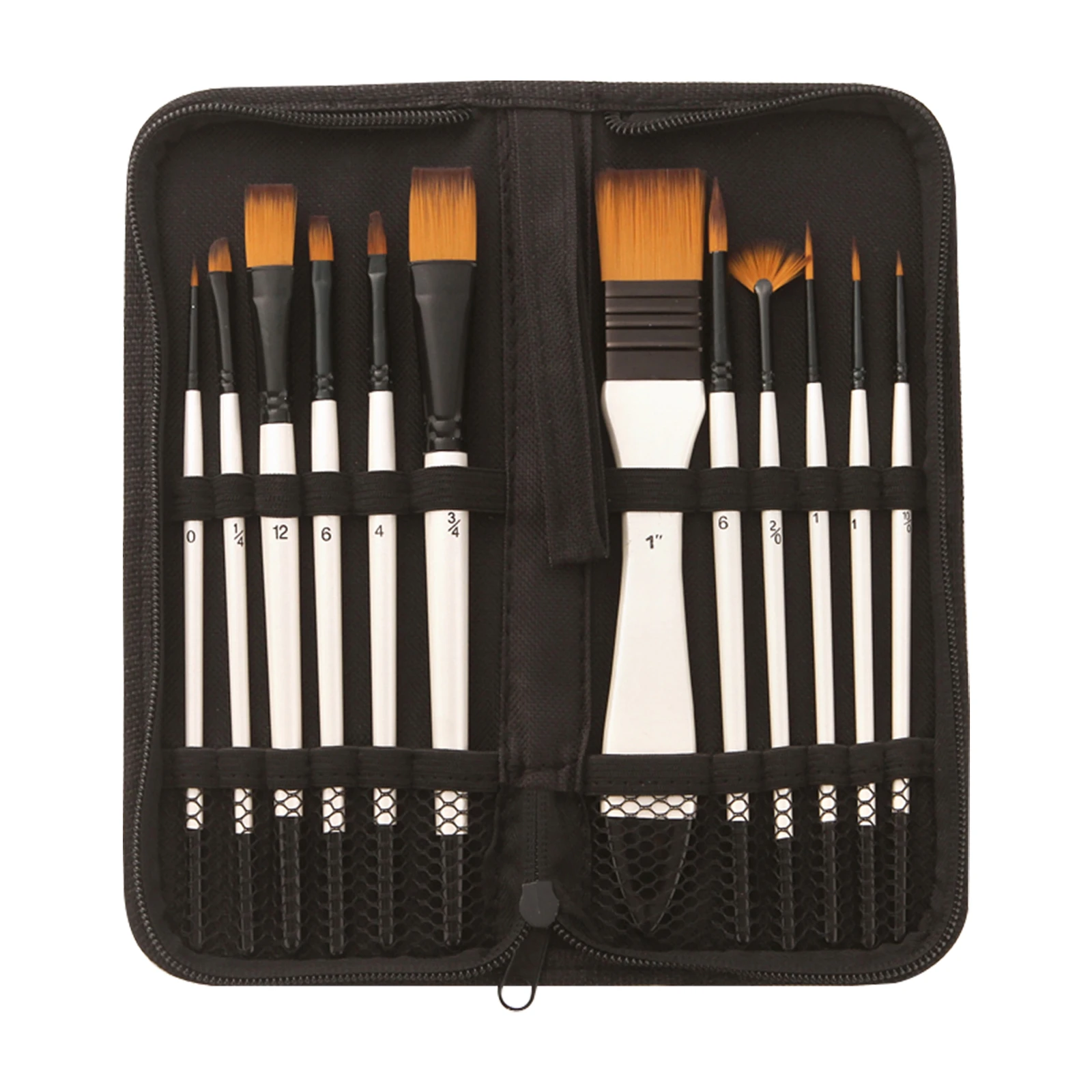 15-Piece Artist Paint Brush Set With Travel Case - Nylon Hair Brushes For Acrylic, Watercolor, Oil, Gouache