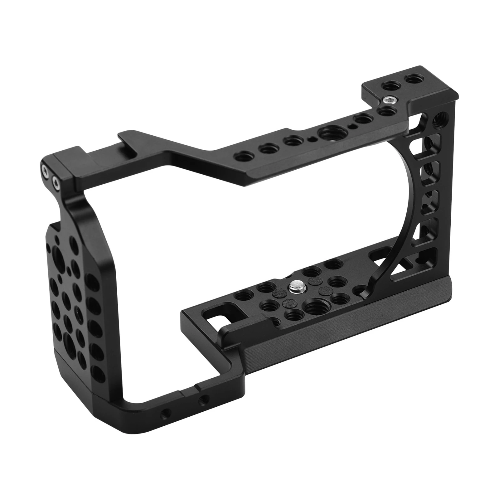 Camera Cage,Aluminum Alloy Camera Cage Rig with Cold Shoe Mount ARRI Locating Hole 1/4 3/8 Threaded Holes Replacement for Sony A6000/A6100/A6300/A6400/A6500 Cameras