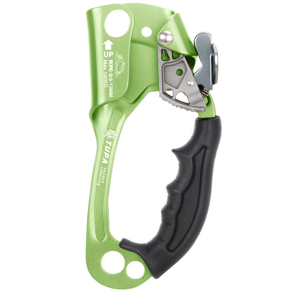 Ascender,Outdoor Hand Ascender Climbing Ascender 8-13mm Vertical Rope Access Climbing Rescue Caving Green, Right Hand