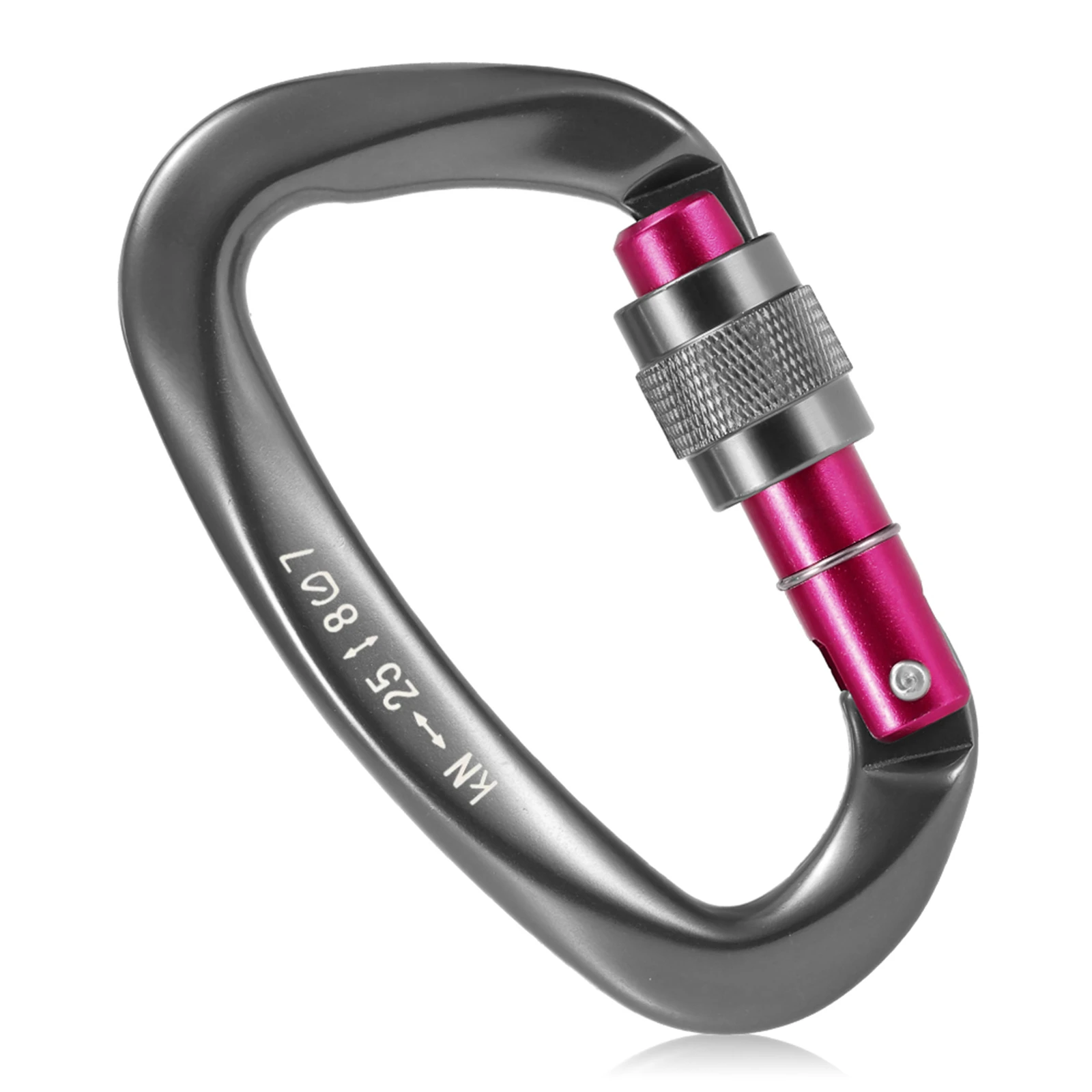 Carabiner,25KN Screw Locking Gate Carabiner Heavy Duty D-shape Buckle Pack D-ring Carabiner Climbing Rappelling Canyoning Hammock Locking Clip Grey