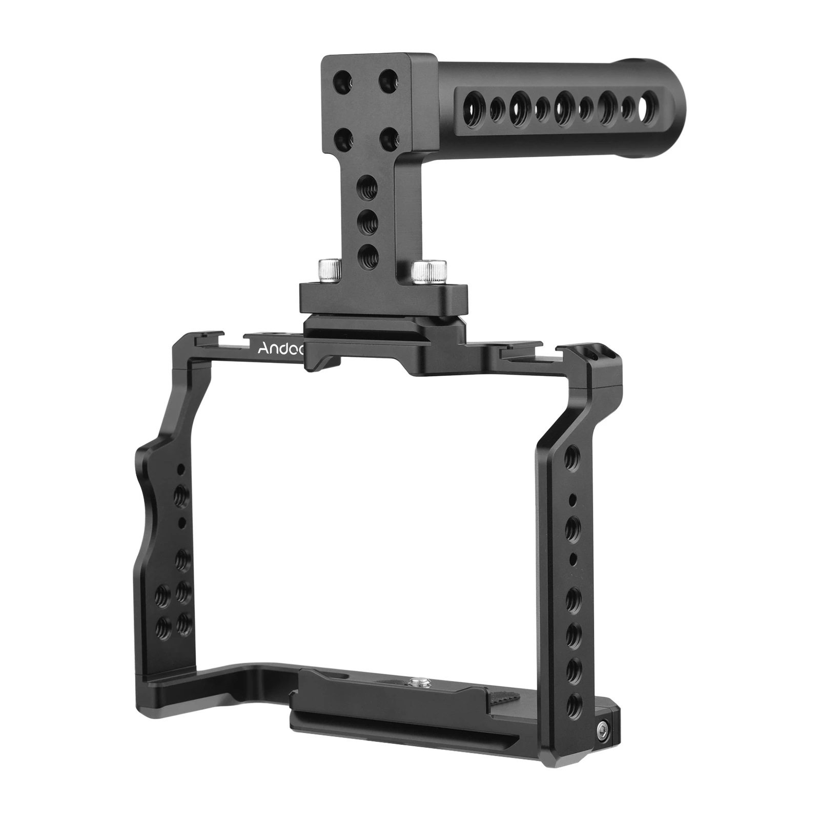 Camera Cage,Andoer Camera Video Cage + Top Handle Kit Aluminum Alloy with Dual Cold Shoe Mounts Numerous 1/4 Inch Threads Replacement for Sony A7IV/ A7III/ A7II/ A7R III/ A7R II/ A7S II