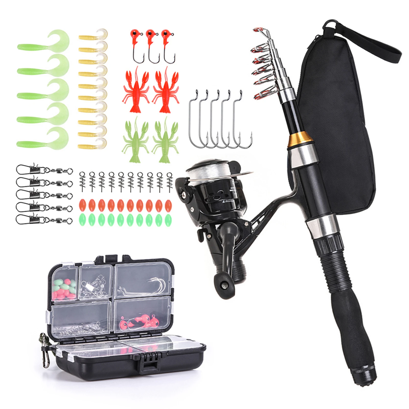 Lixada Telescopic Fishing Rod And Reel Combo Full Kit With