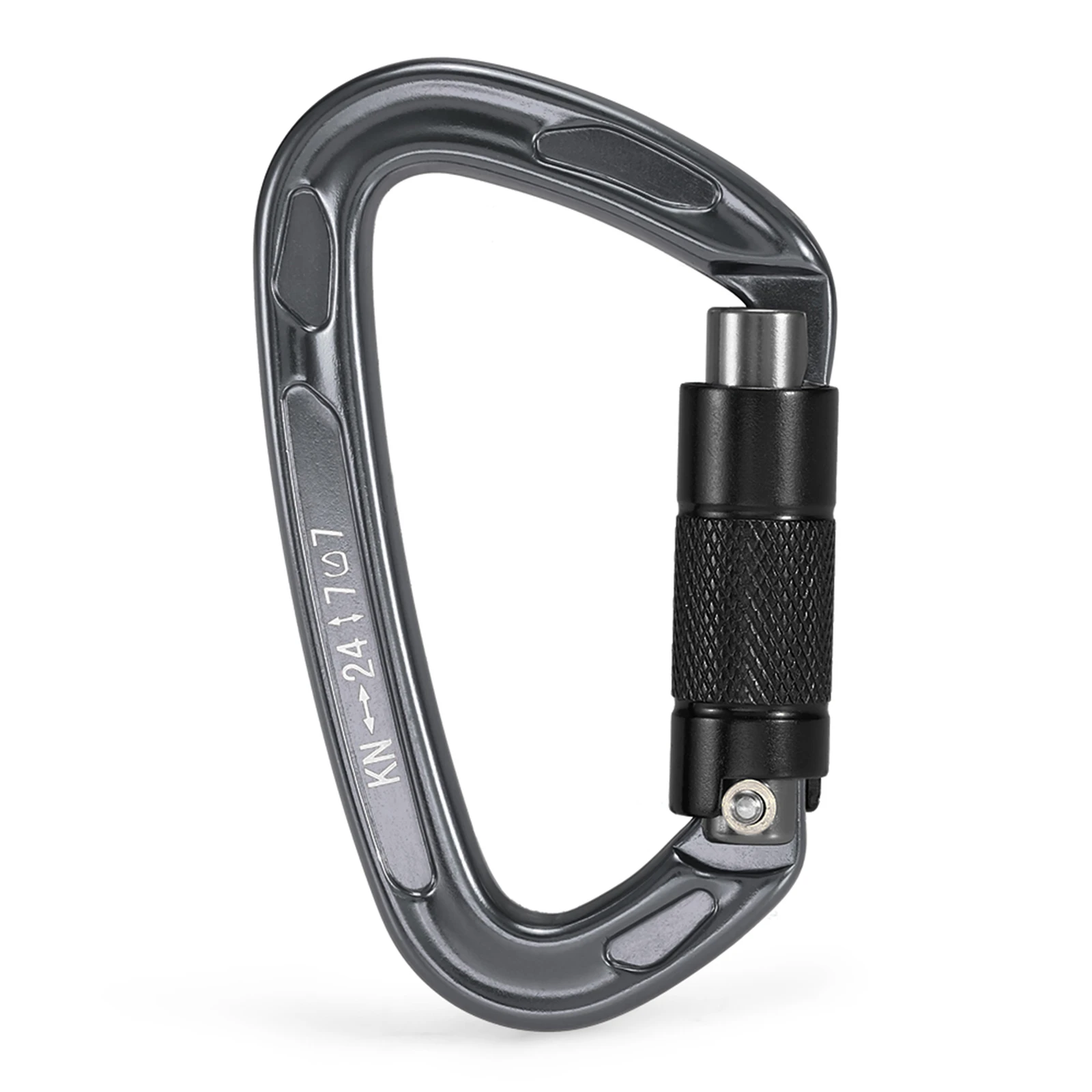 Carabiner,24KN Twist Locking Gate Carabiner Heavy Duty Auto Lock Carabiner Outdoor D-ring Buckle Climbing Rappelling Canyoning Hammock Locking Clip Grey black