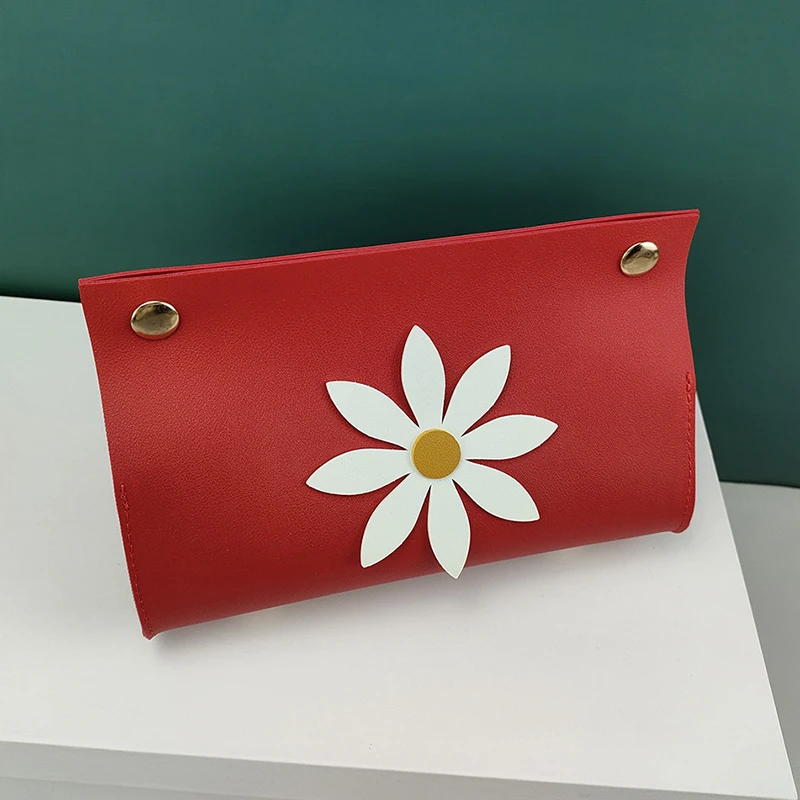 Tissue Box Cover Modern Facial Tissue Holder Case Dispenser Stylish Decorations For Car Office Living Room Red