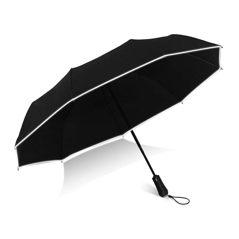 Led Light Umbrella Automatic Umbrellas Windproof Sunscreen Folding Umbrella With LED Black