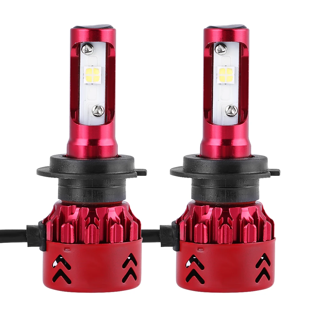 طقم مصابيح أمامية LED للسيارات H7 - 9600 لومن، 6000 كيلفن، هادئة للغاية، لمبات عالية القدرة