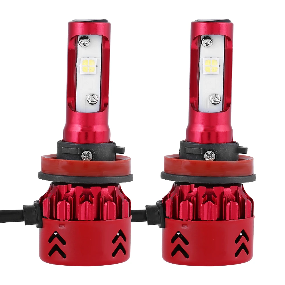 طقم مصابيح أمامية LED للسيارات H11 - ٩٦٠٠ لومن، ٦٠٠٠ كيلفن، هادئة للغاية، لمبات عالية القوة