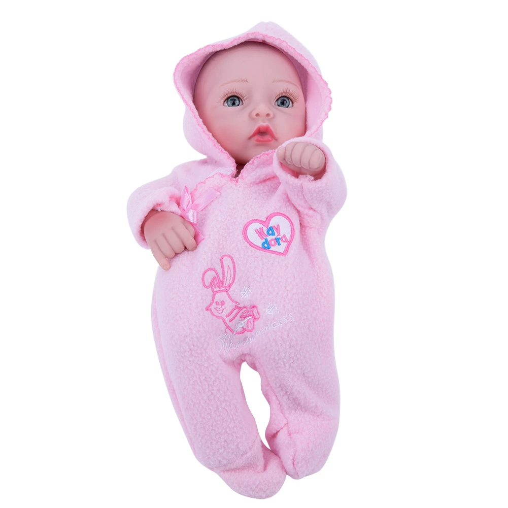 Mini Reborn Baby Doll Lifelike Full Body Soft Silicone Realistic Bath Toy Boys Girls Gift(Pink)